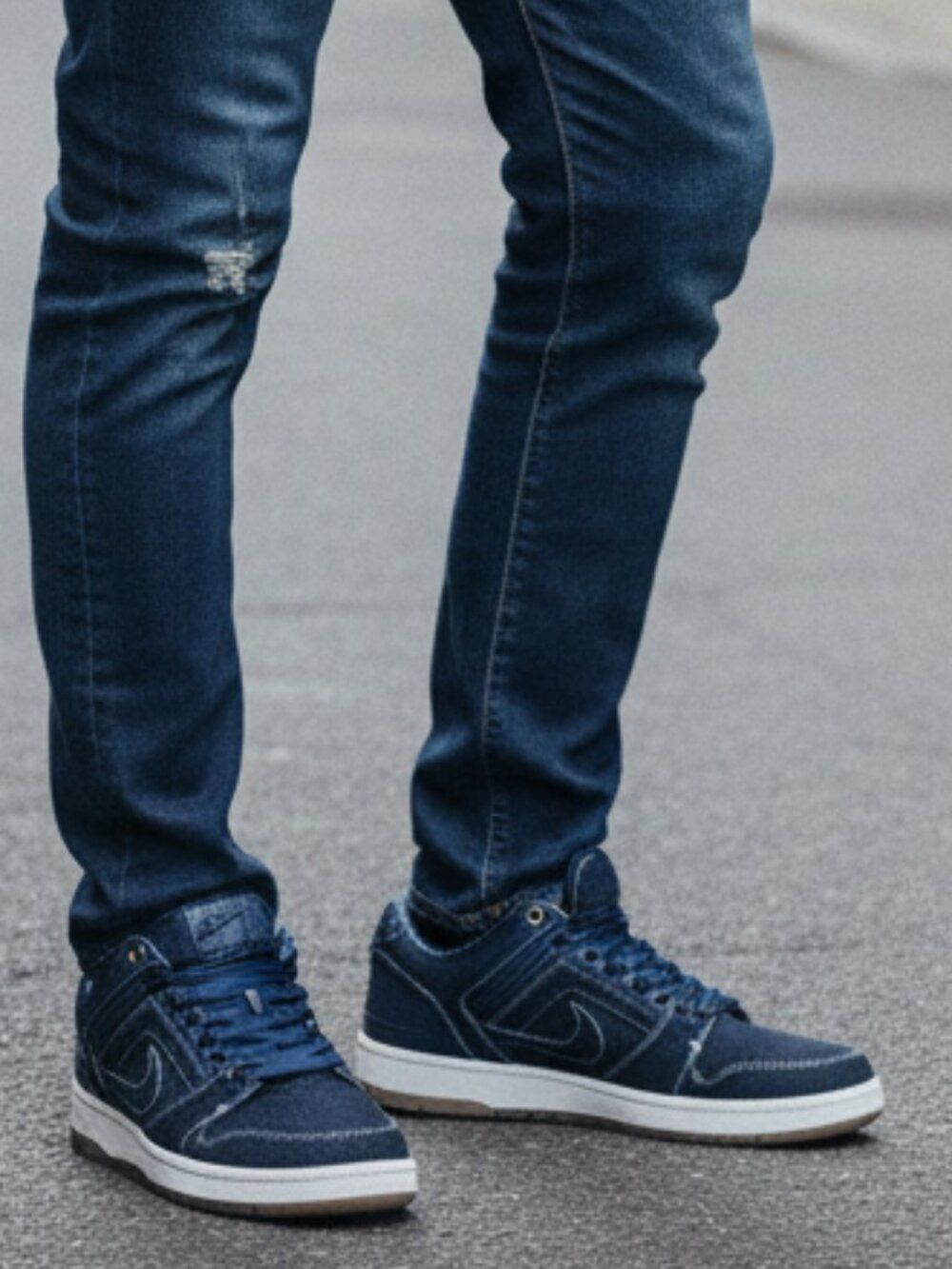 NIKE SB AIR FORCE II LOW QS BINARY BLUE DENIM EAST Tupac Biggie Mens 12 US 46 EU